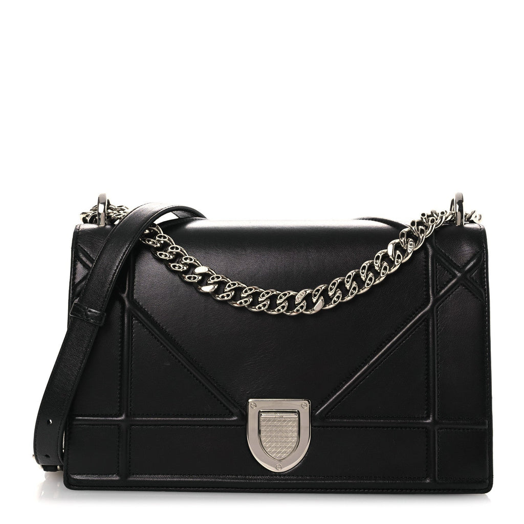 Lambskin Medium Diorama Flap Bag Black