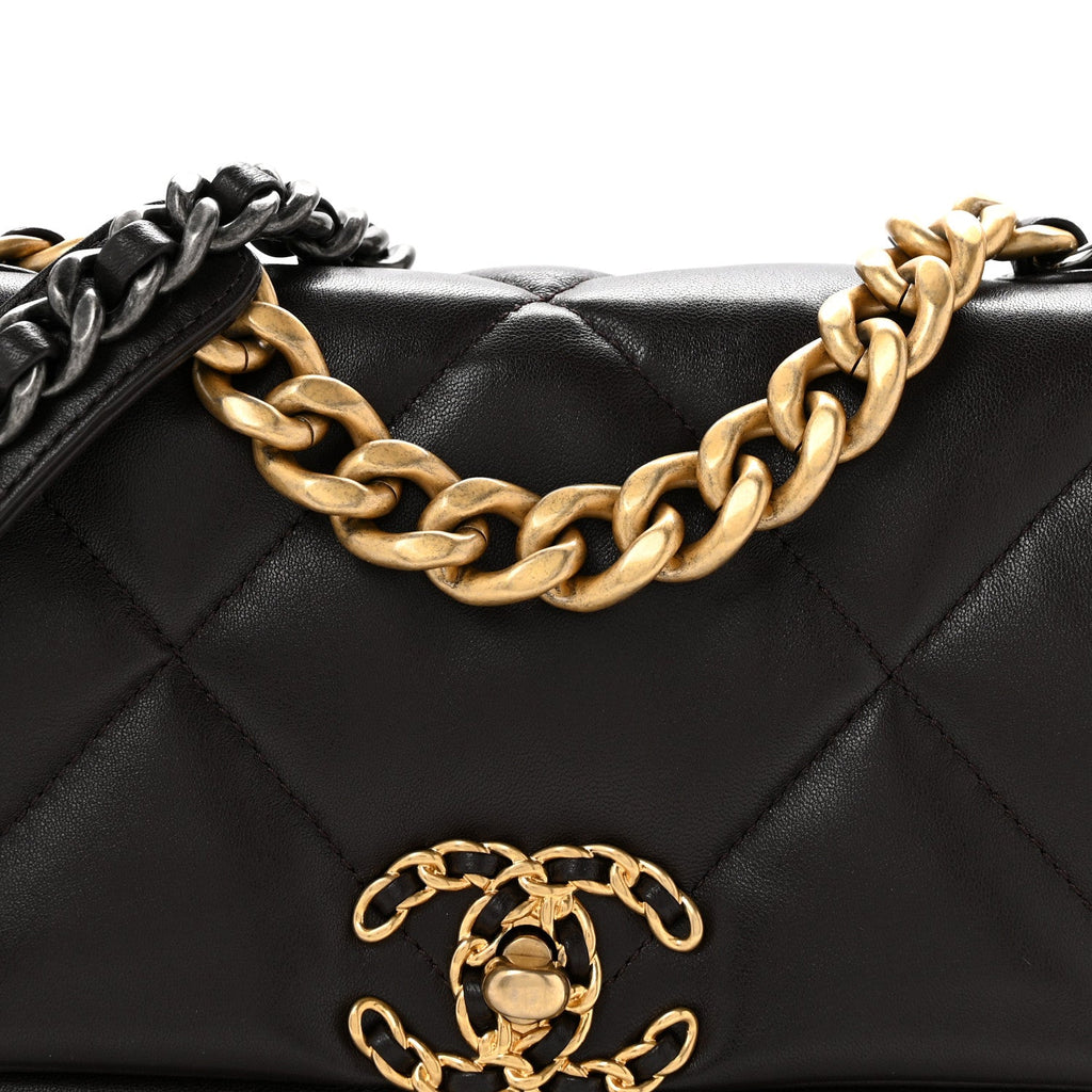 Lambskin Quilted Medium Chanel 19 Flap Dark Brown
