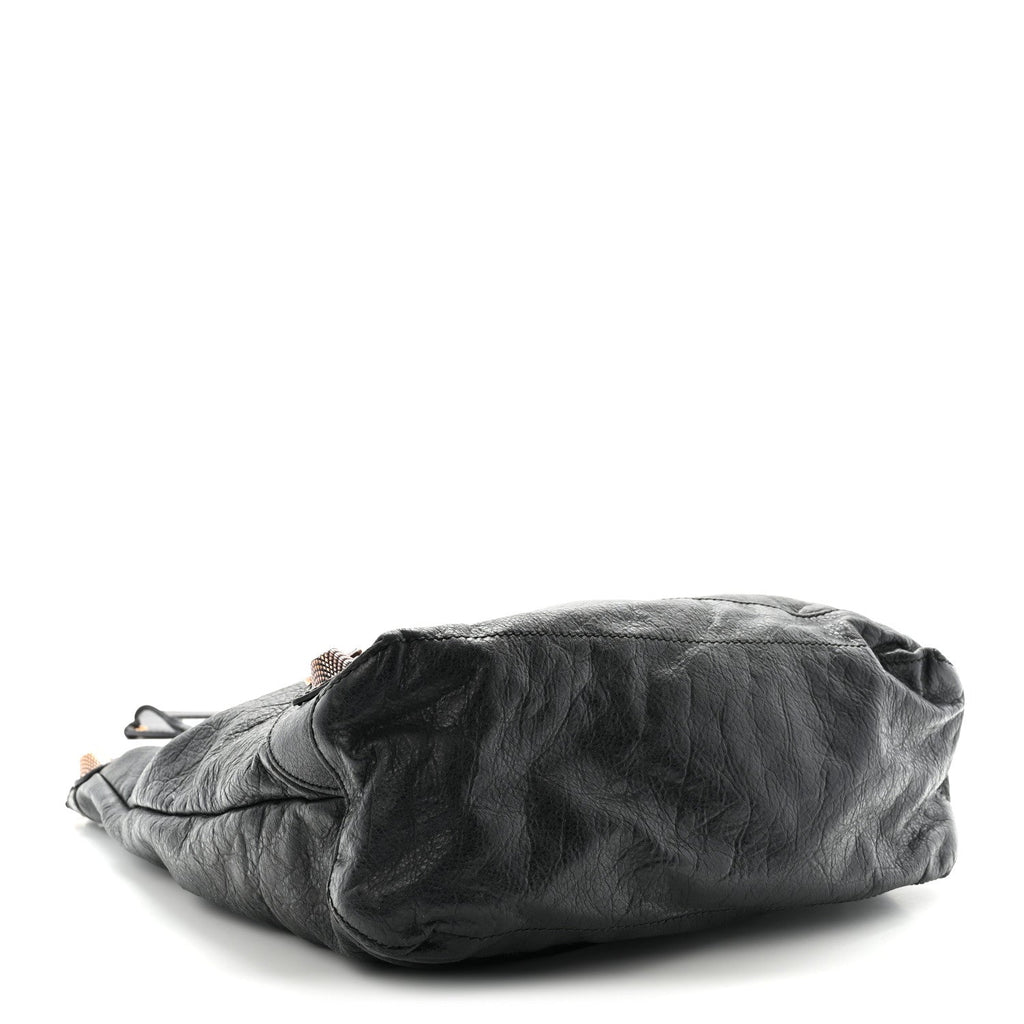 Agneau Giant 21 Rose Gold Hardware Day Hobo Black