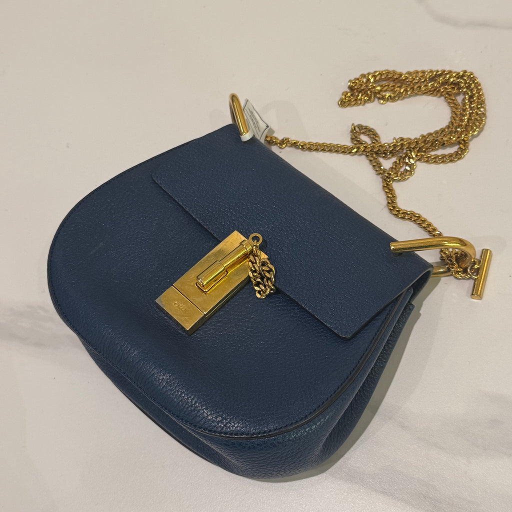 CHLOÉ MINI DEEP BLUE LEATHER “PIGGY” BAG