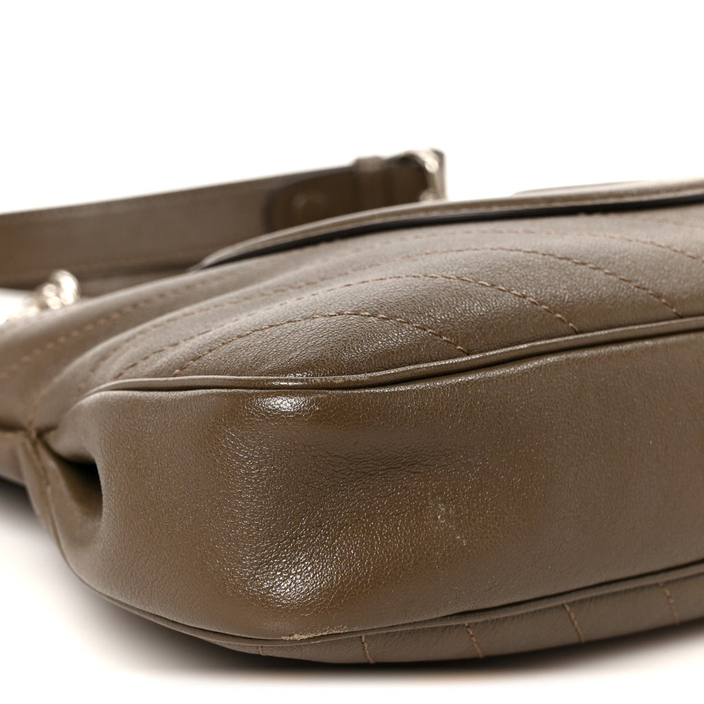 Sakai Be Green Calfskin Diagonal Stitched Small Blondie Tote Craclet Brown
