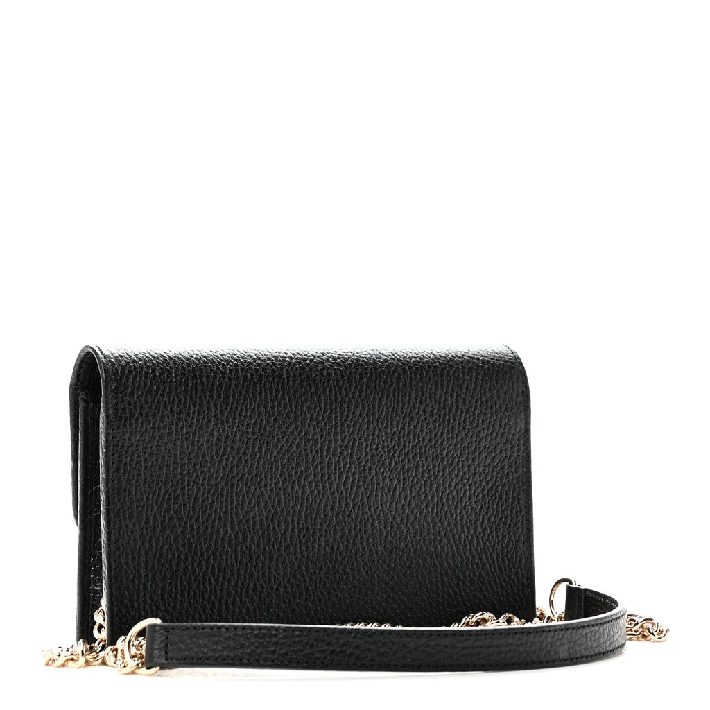Dollar Calfskin Interlocking G Chain Wallet Black