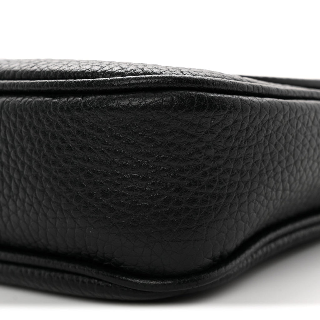 Pebbled Calfskin Medium Soho Flap Crossbody Black