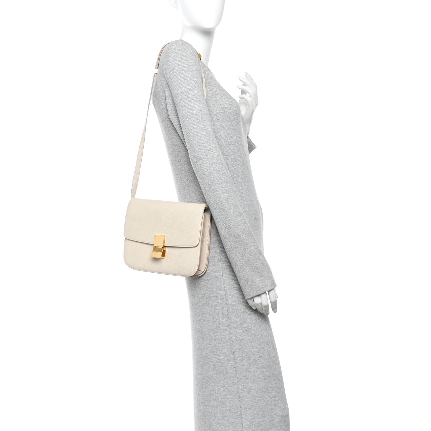 Goatskin Medium Classic Box Flap Bag White