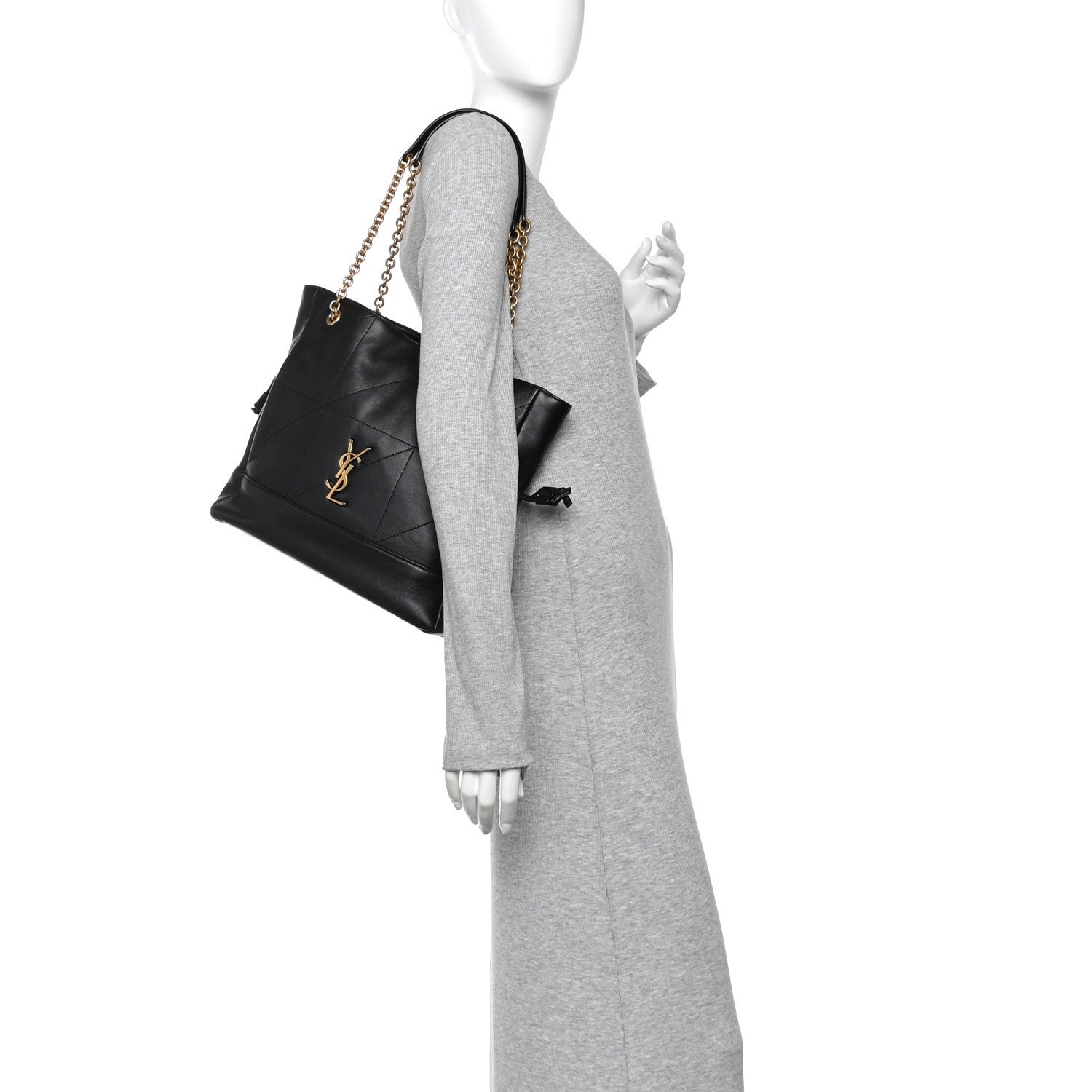 Lambskin Small Jamie Shopping Tote Black