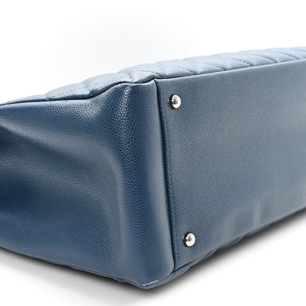 Caviar Quilted XL Grand Shopping Tote GST Dark Blue