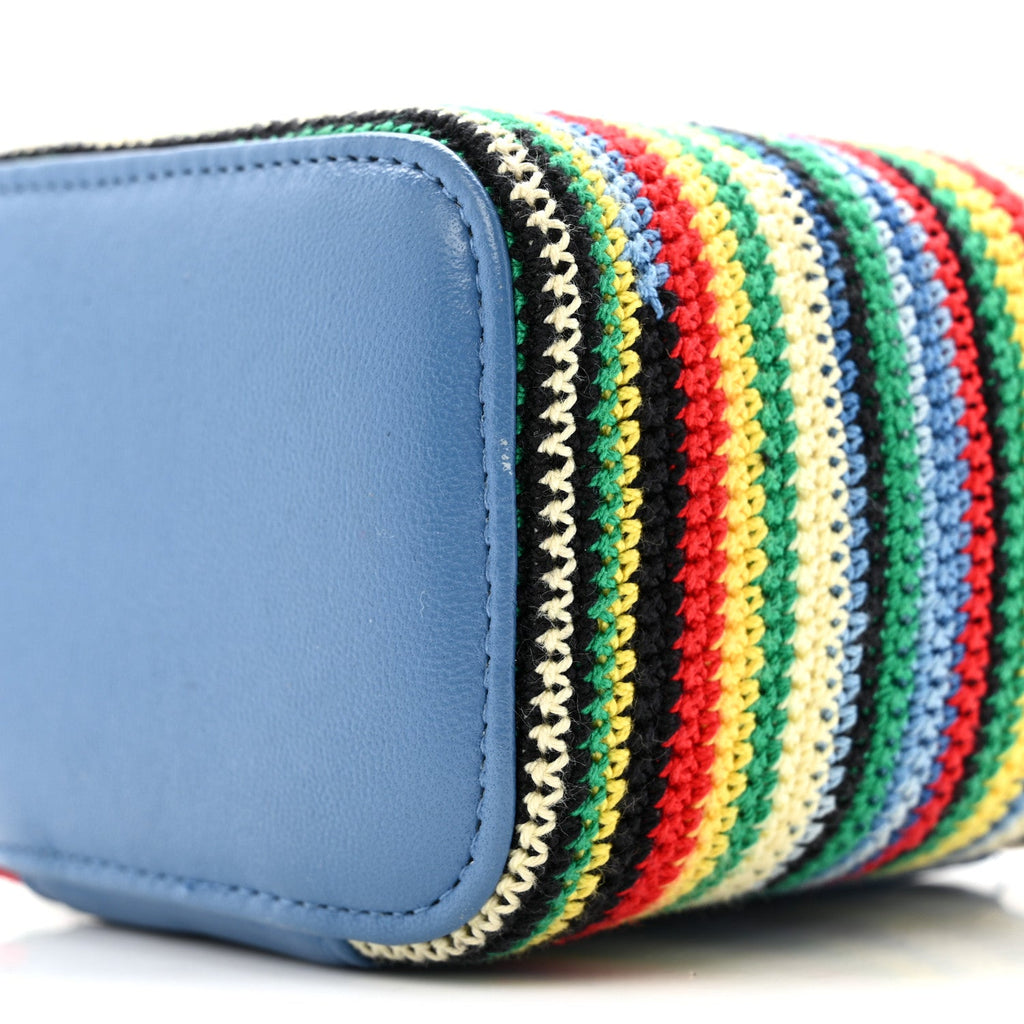 Lambskin Crochet Mini Vanity Case With Chain Blue Multicolor