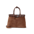 Prada Women Suede Prada Buckle Medium Handbag