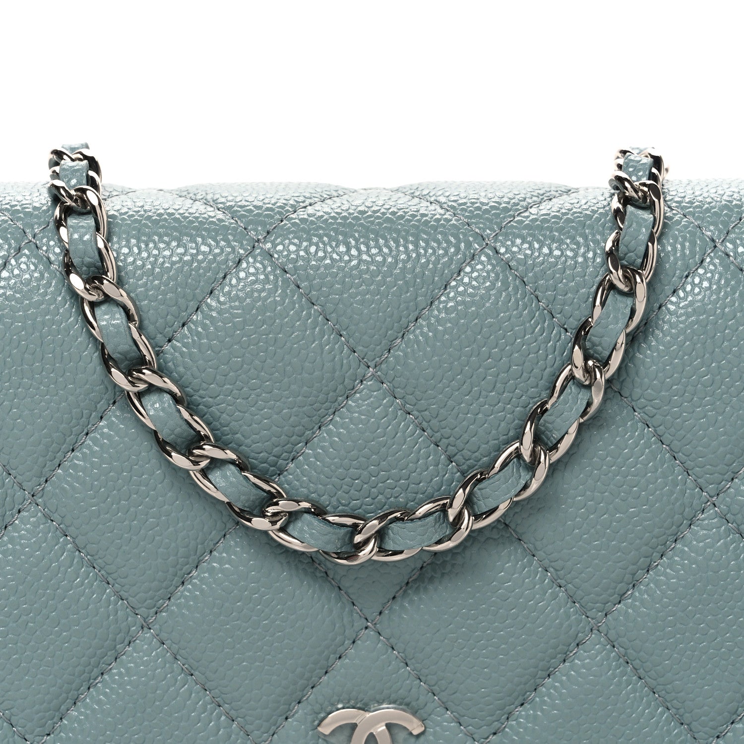 Caviar Quilted Wallet on Chain WOC Blue