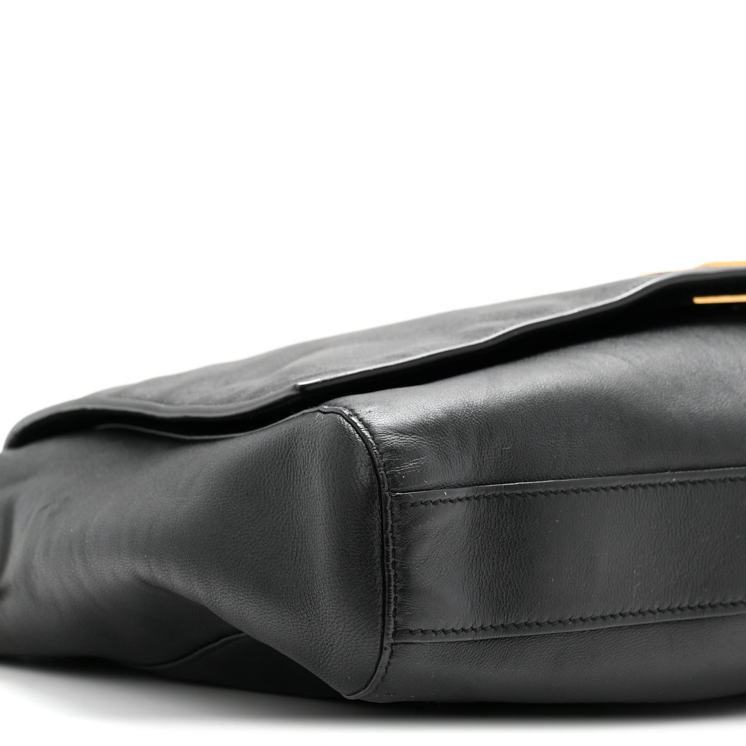 Smooth Calfskin Suede Medium Reversible Monogram Kate Satchel Black