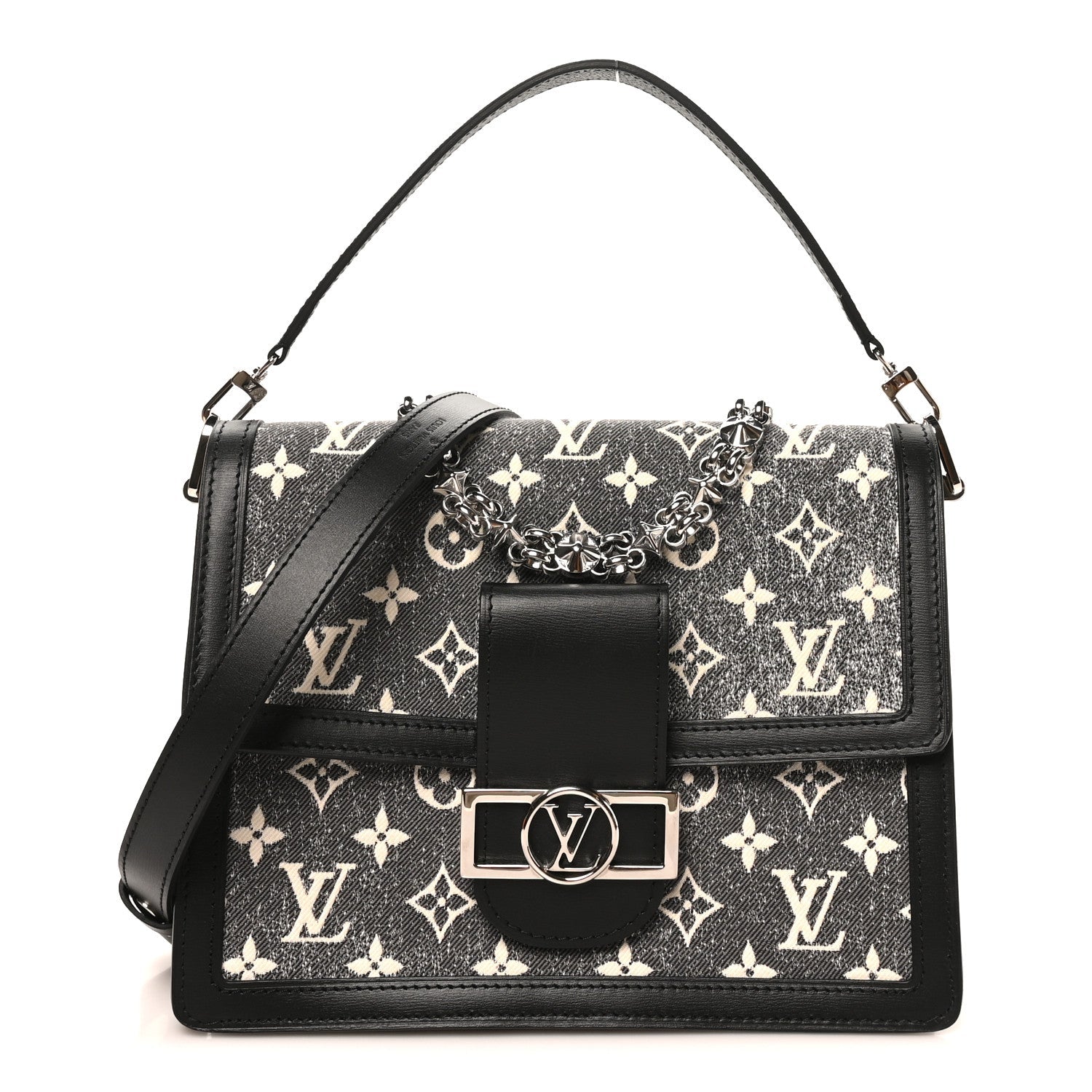 Denim Monogram Jacquard Dauphine MM Black