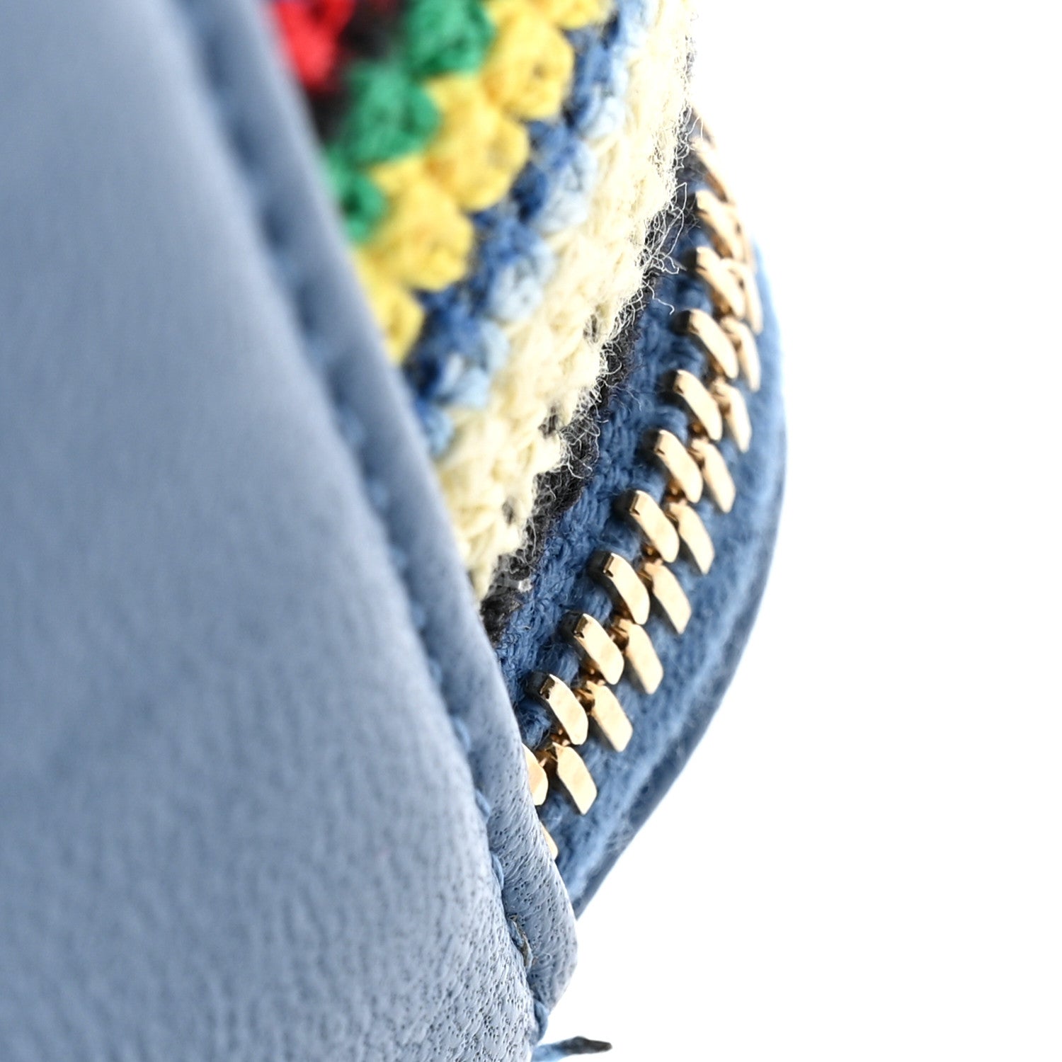 Lambskin Crochet Mini Vanity Case With Chain Blue Multicolor