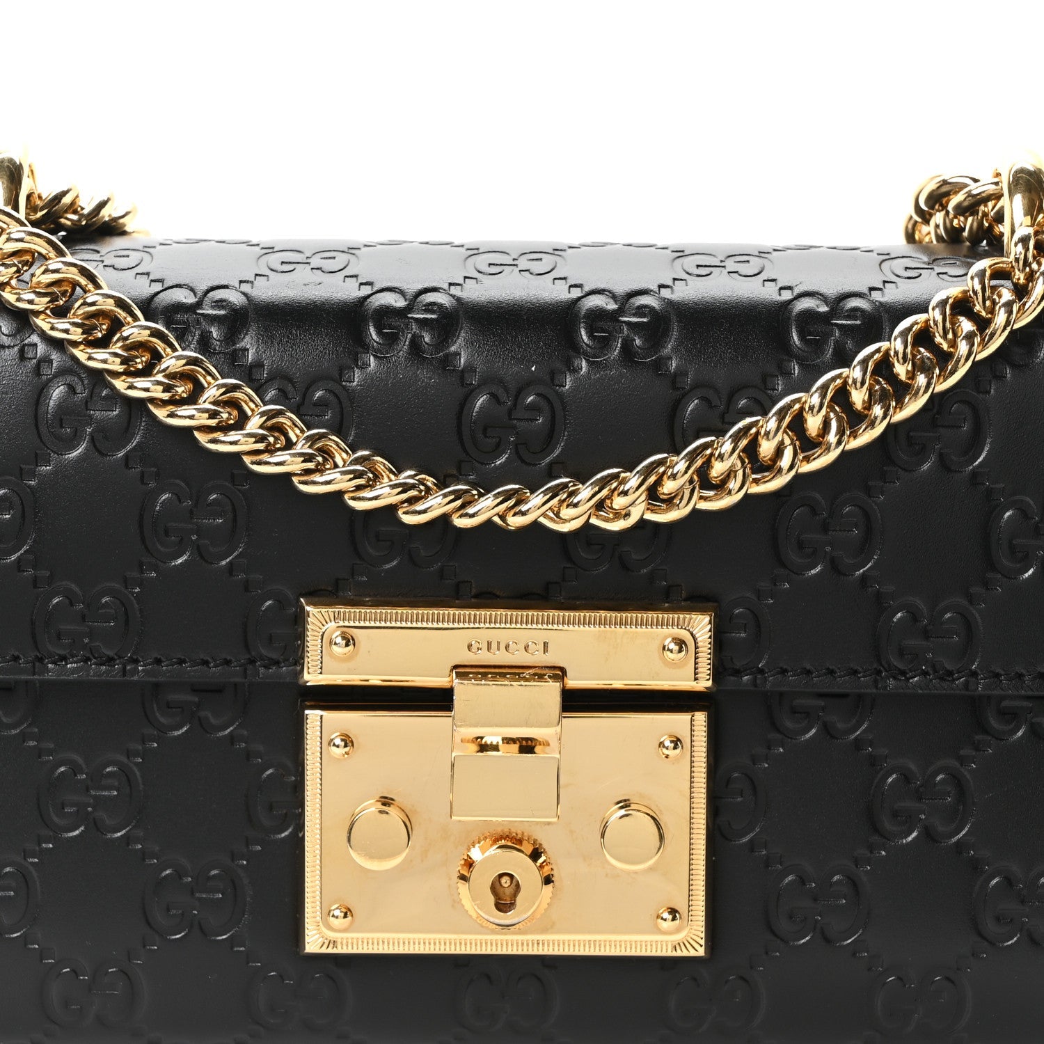 Guccissima Small Padlock Shoulder Bag Black
