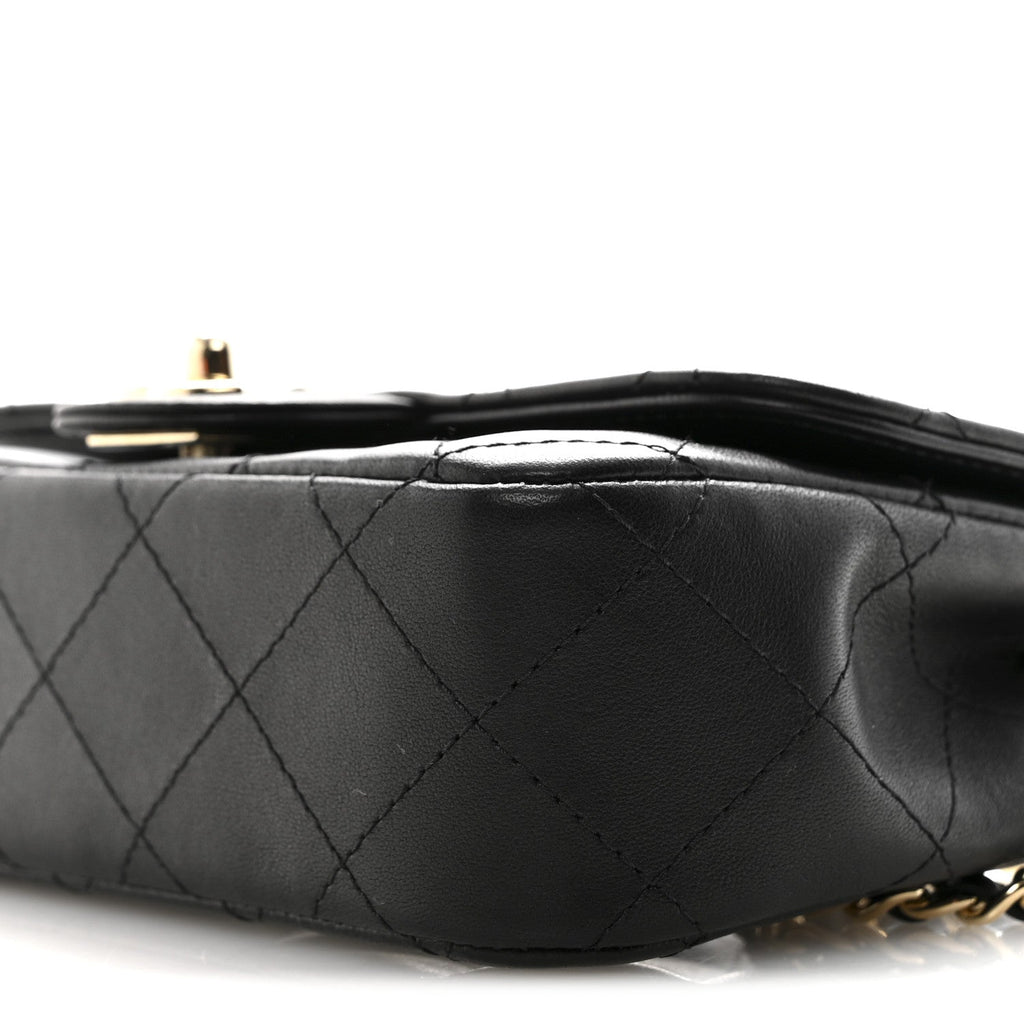 Lambskin Quilted Extra Mini V For Victory Flap Black