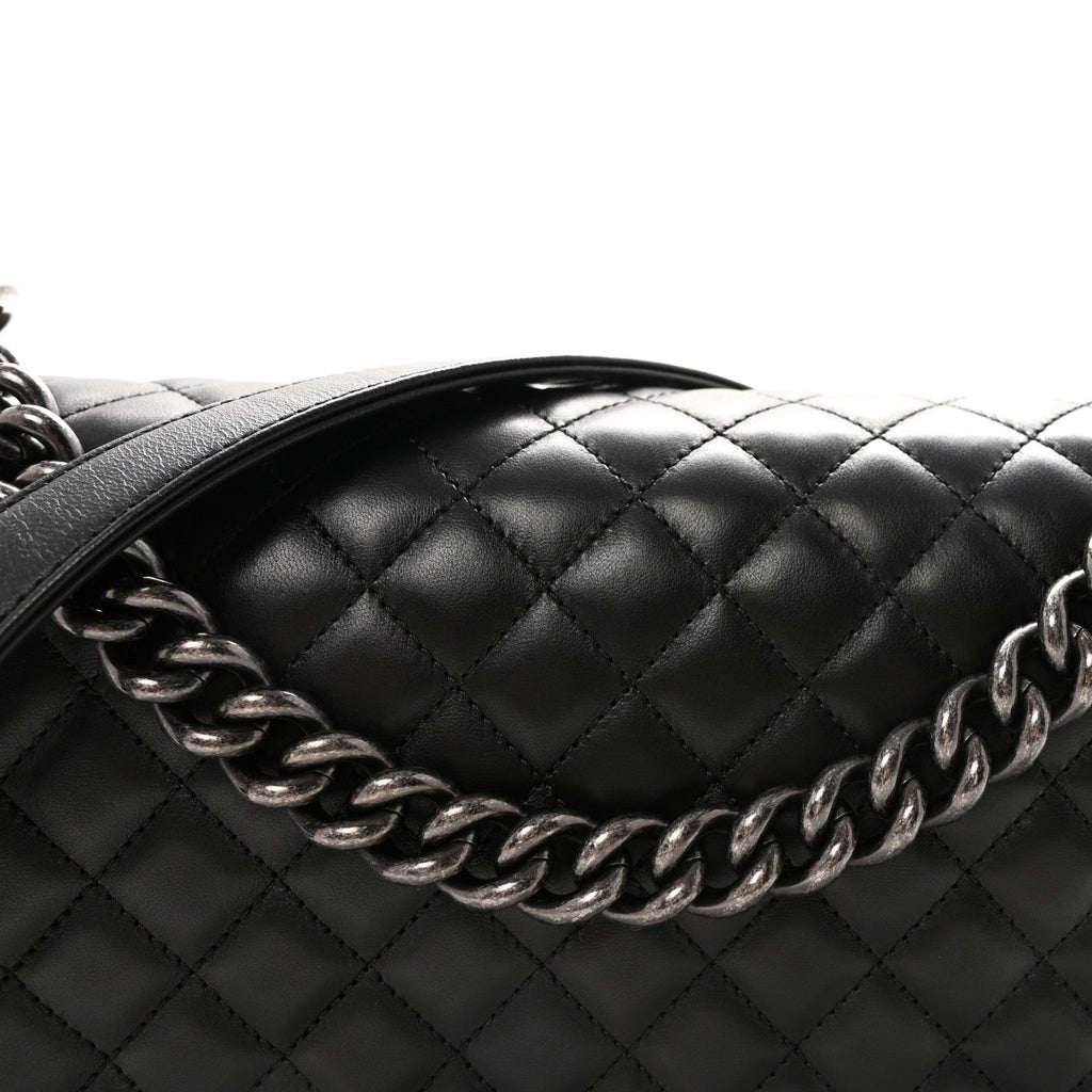 Lambskin Quilted New Medium Boy Flap Black