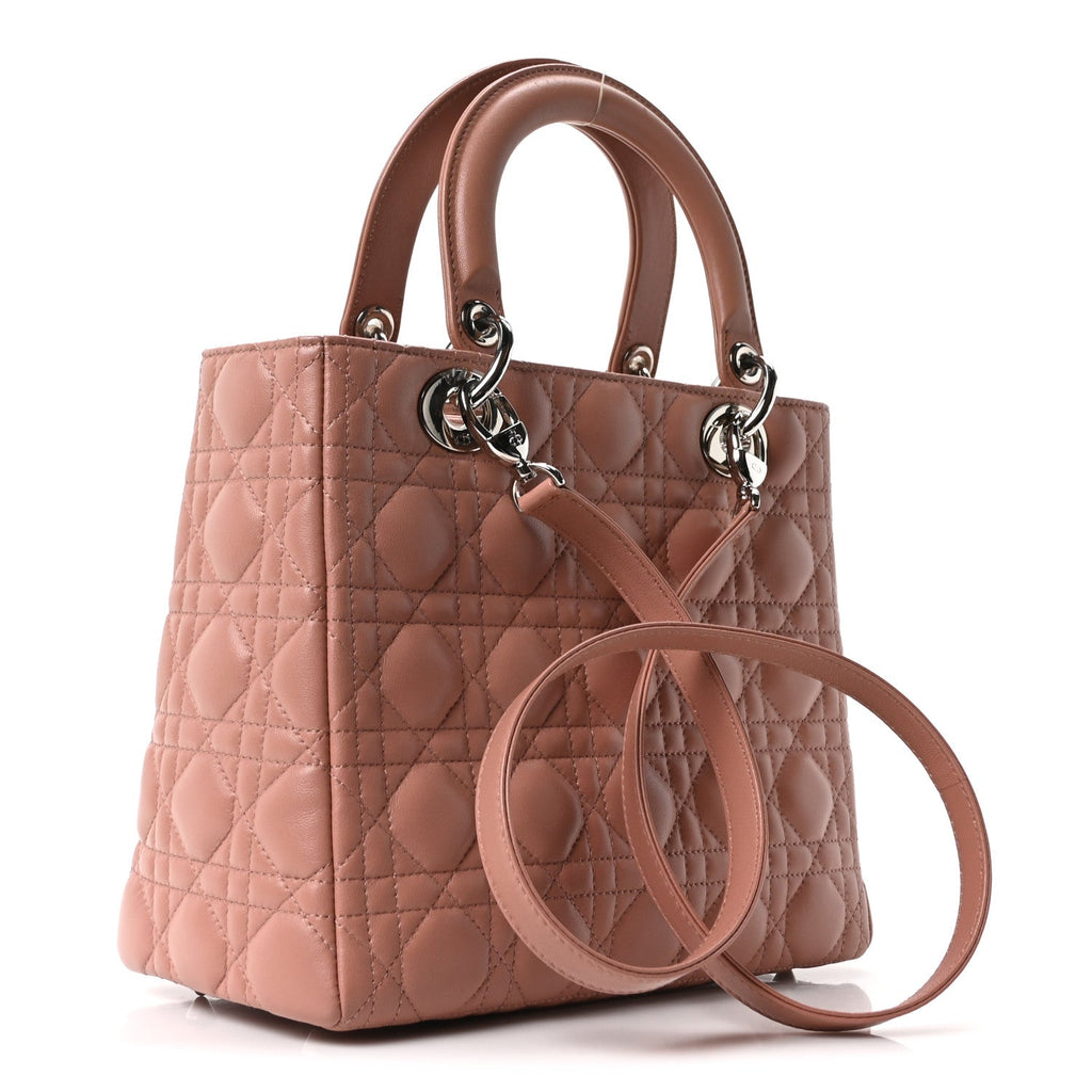 Lambskin Cannage Medium Lady Dior Bois de Rose