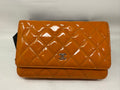 Chanel Patent Classic Wallet On Chain - Orange Mini Bags, Handbags B21-82