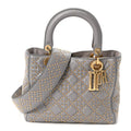Calfskin Cannage Studded Medium Supple Lady Dior Grey