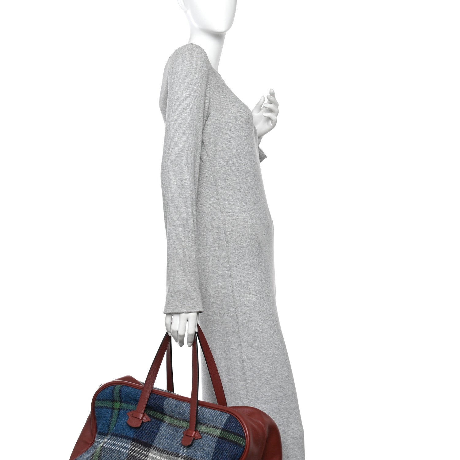 Evercolor Wool Tweed Tartan Galop d'Hermes Fourre Tout 50 Rouge H Bleu De Malte