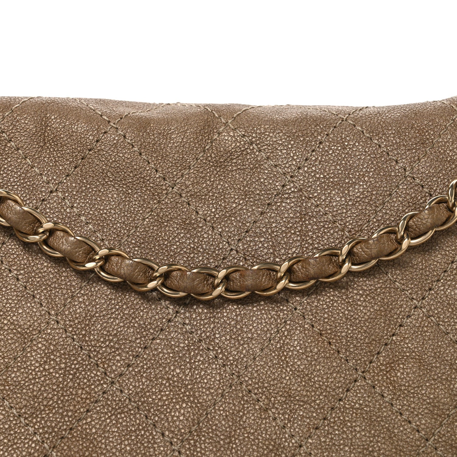 Metallic Calfskin Quilted Trianon Small Messenger Flap Gold