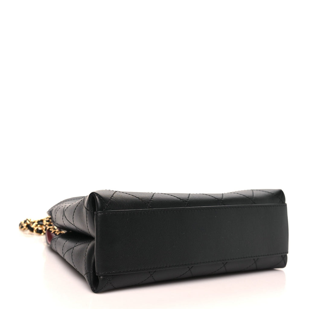 Calfskin Chic Lady Small Shopping Tote Black