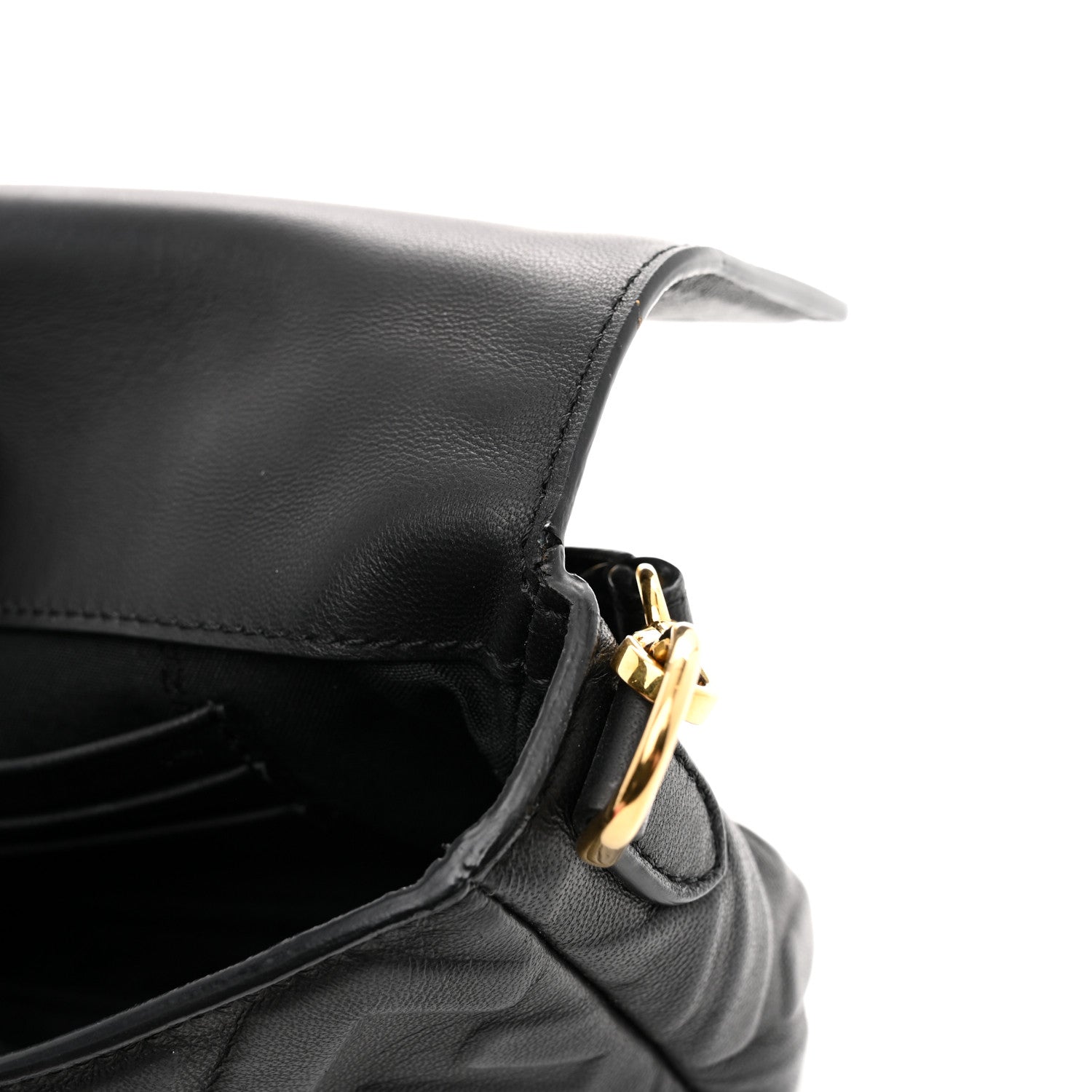 Nappa FF 1974 Embossed Mini Baguette Black