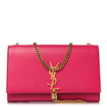 Smooth Calfskin Medium Classic Monogram Kate Tassel Satchel Fuchsia