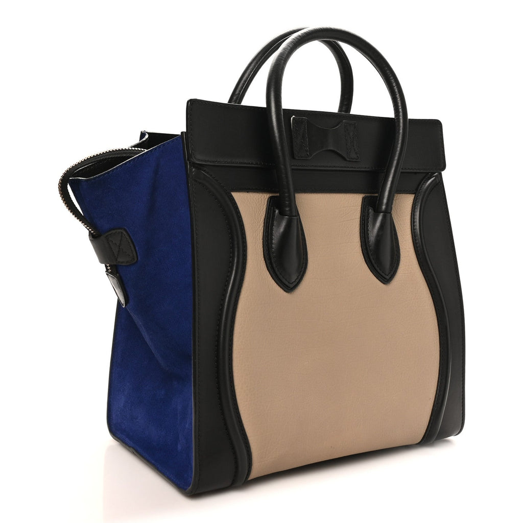 Elephant Calfskin Suede Mini Tri-Color Luggage Sand
