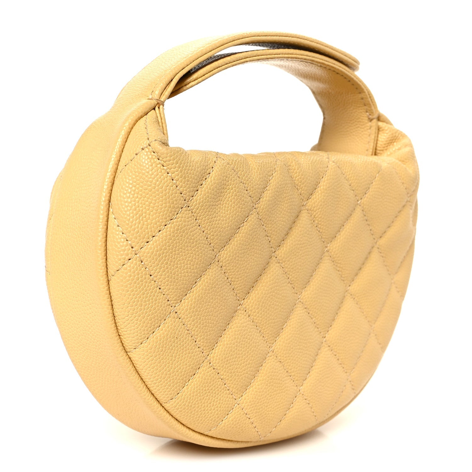 Caviar Quilted Polly Pocket Pouch Hobo Yellow