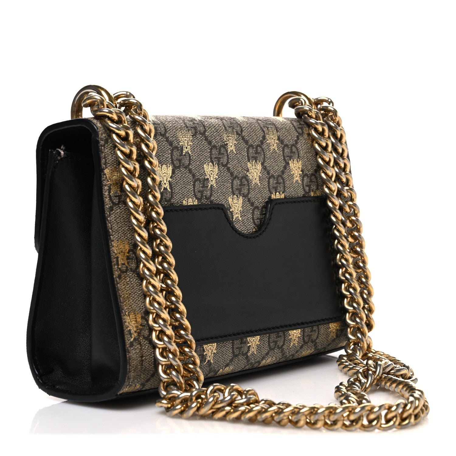 GG Supreme Monogram Bees Small Padlock Shoulder Bag Black