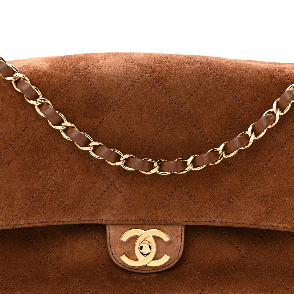 Suede Calfskin Small Souplissimo Maxi Flap Camel