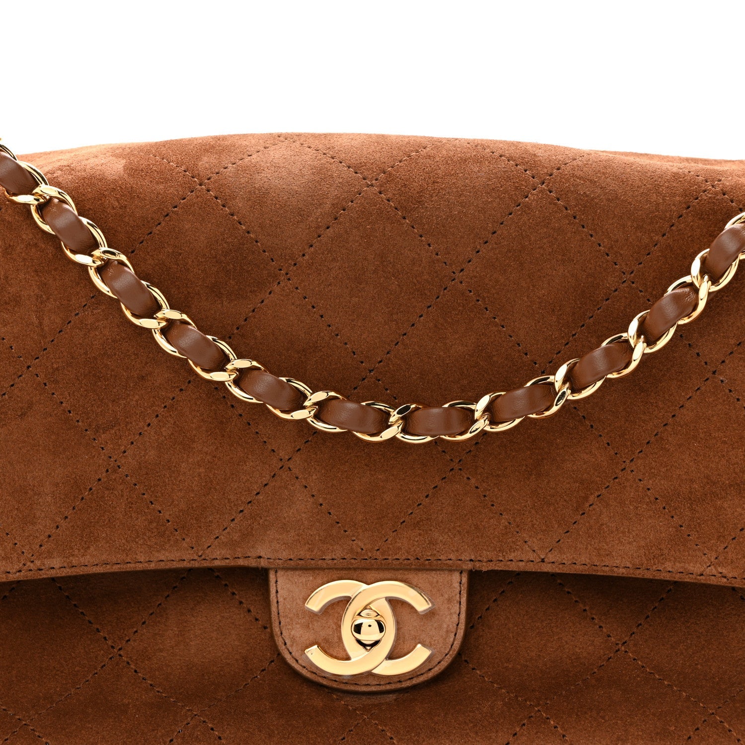 Suede Calfskin Small Souplissimo Maxi Flap Camel