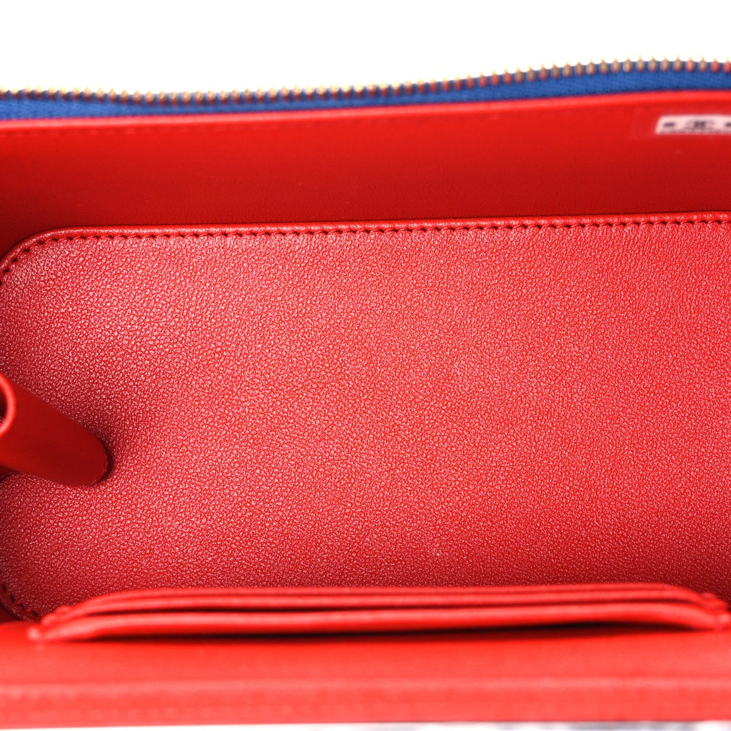 Lambskin Quilted Superman Top Handle Vanity Blue Red Yellow