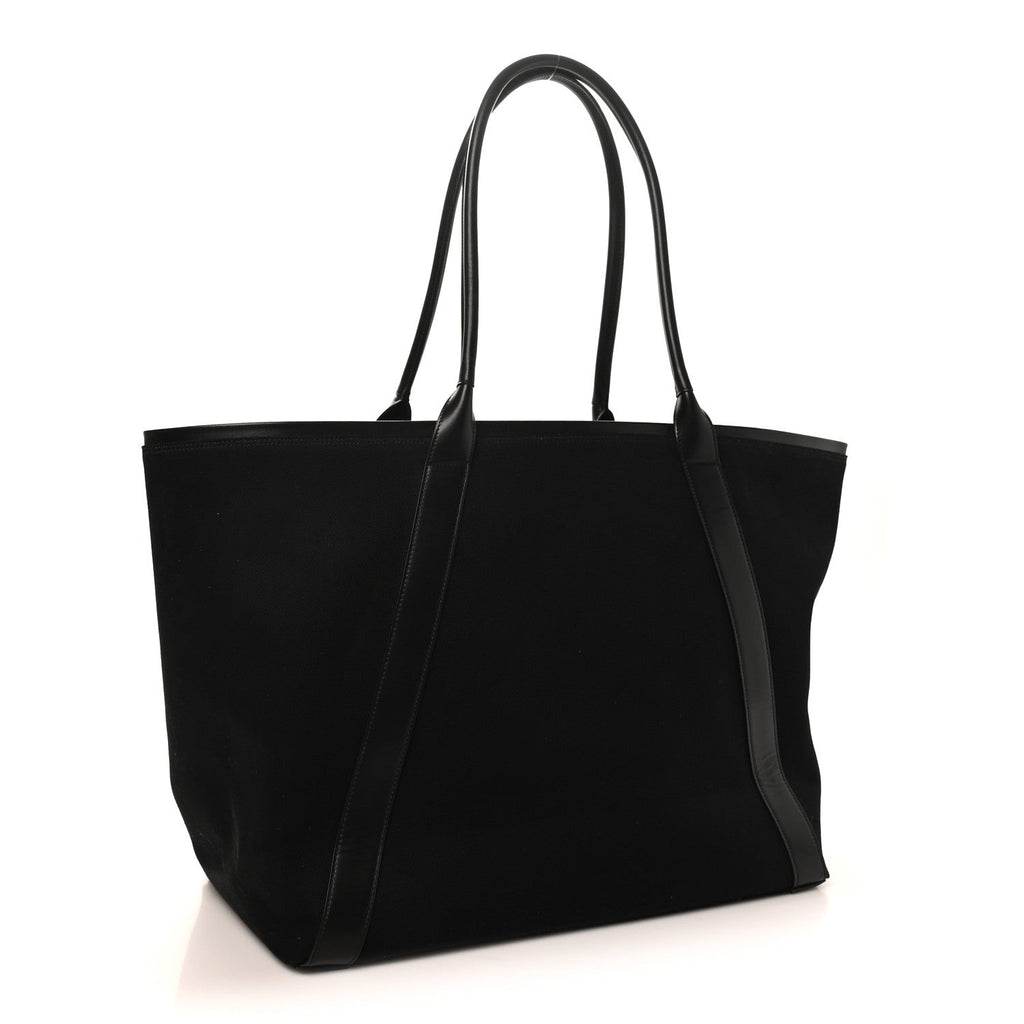 Linen Calfskin Rive Gauche Tote Black