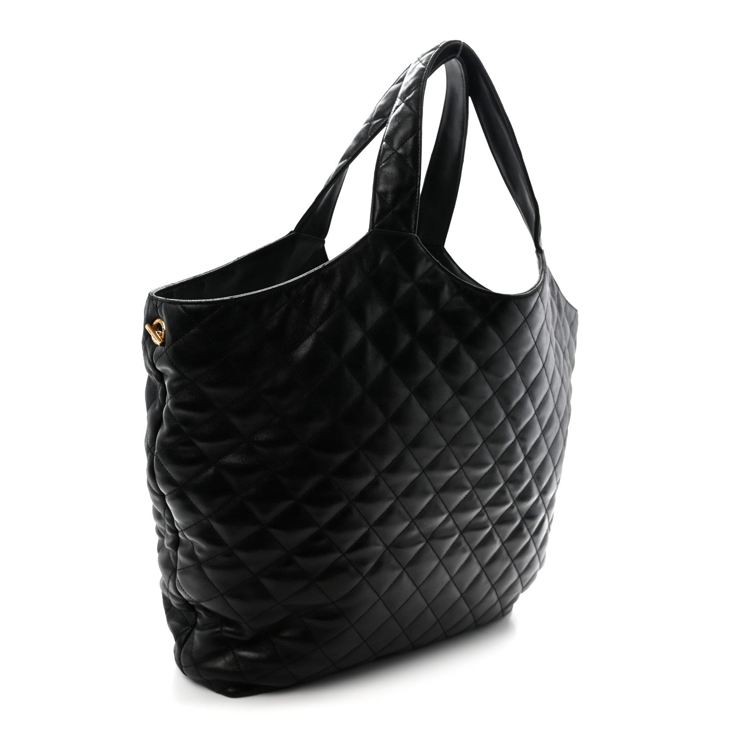 Lambskin Quilted Maxi Icare Shopping Tote Black