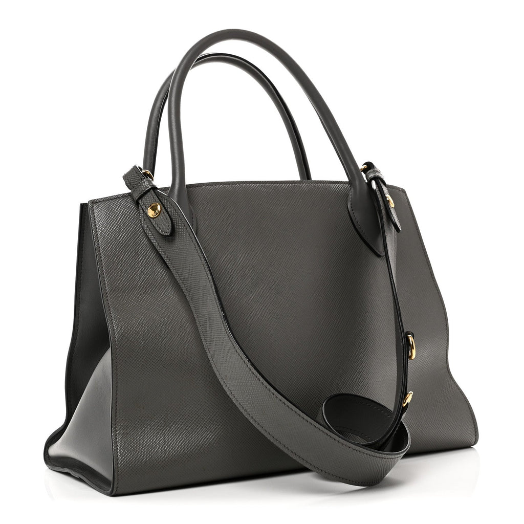Saffiano Cuir Calfskin Medium Monochrome Top Handle Tote Ardesia