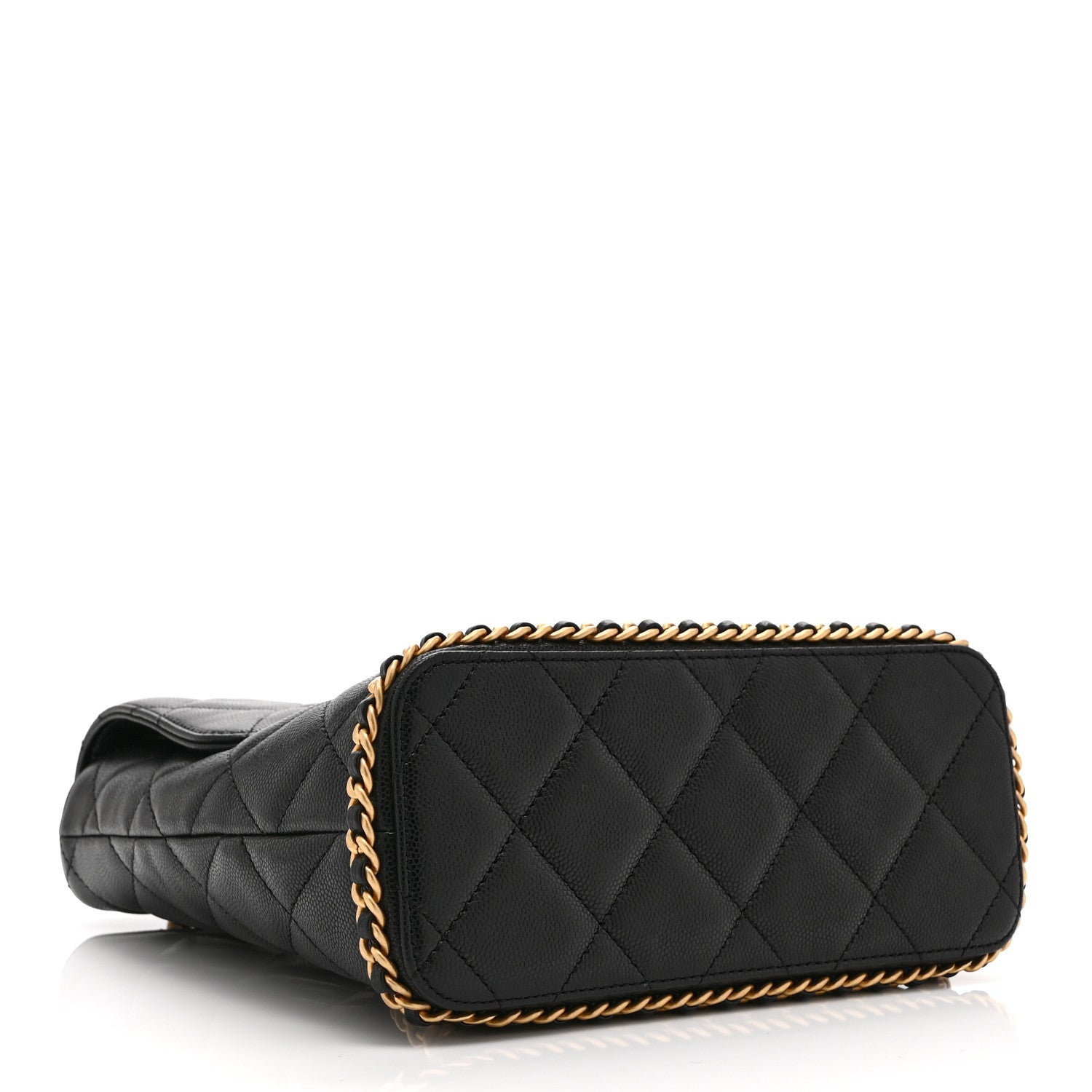 Caviar Quilted Camellia Chain Around Backpack Black