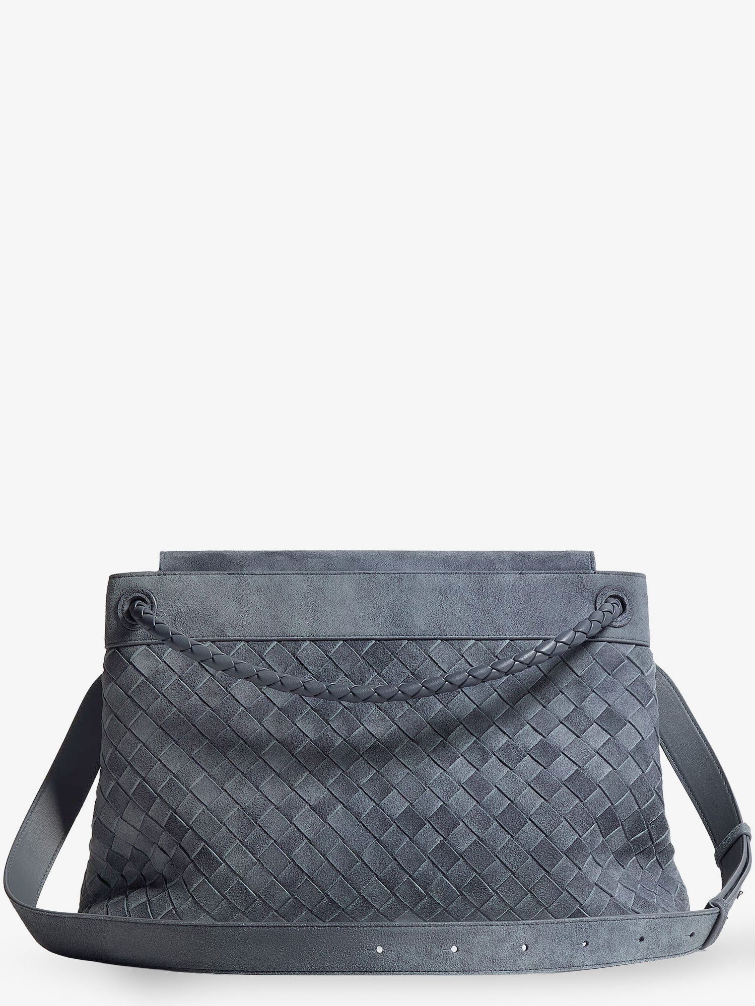 Bottega Veneta Men Andiamo Messenger Suede Shoulder Bag With Intrecciato Motif