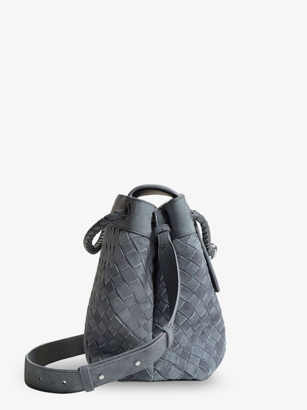 Bottega Veneta Men Andiamo Messenger Suede Shoulder Bag With Intrecciato Motif