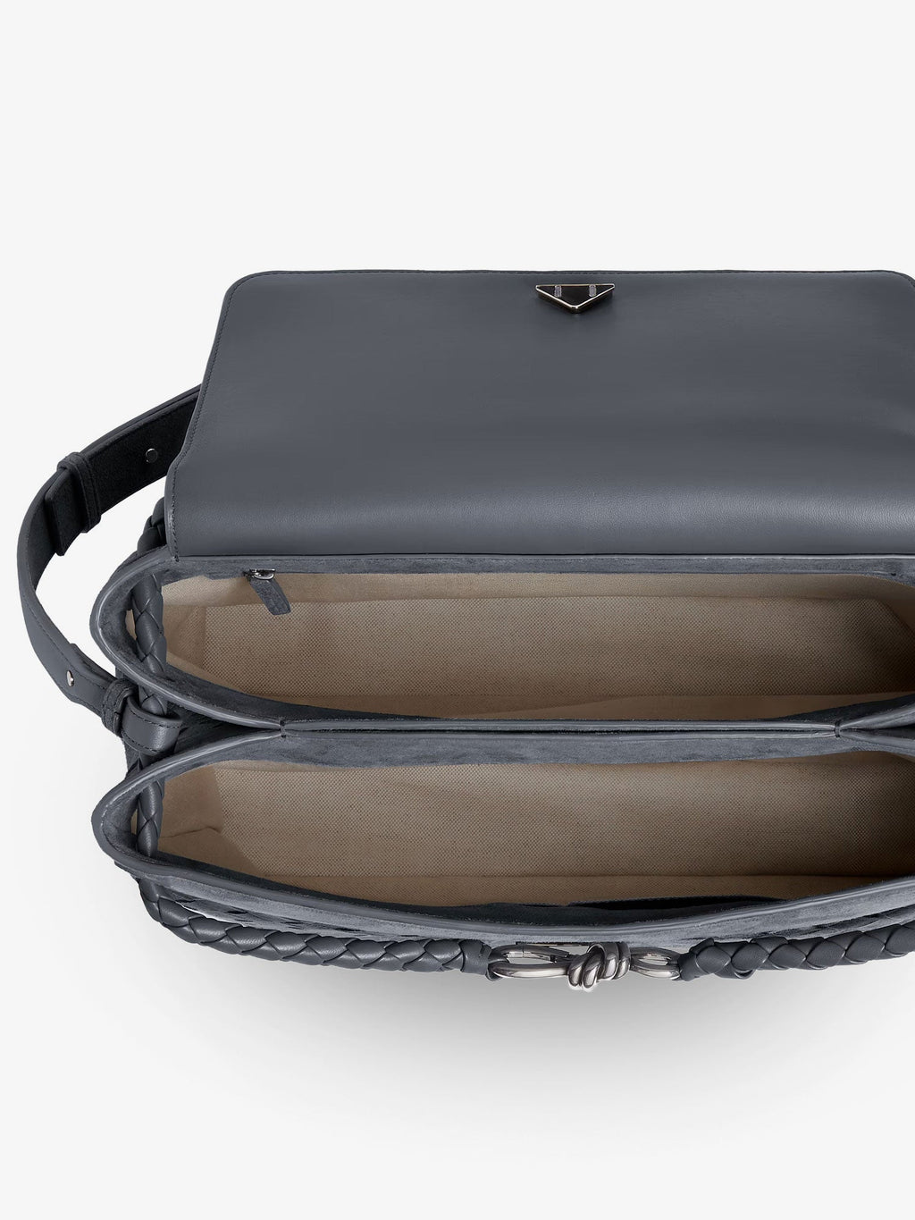 Bottega Veneta Men Andiamo Messenger Suede Shoulder Bag With Intrecciato Motif