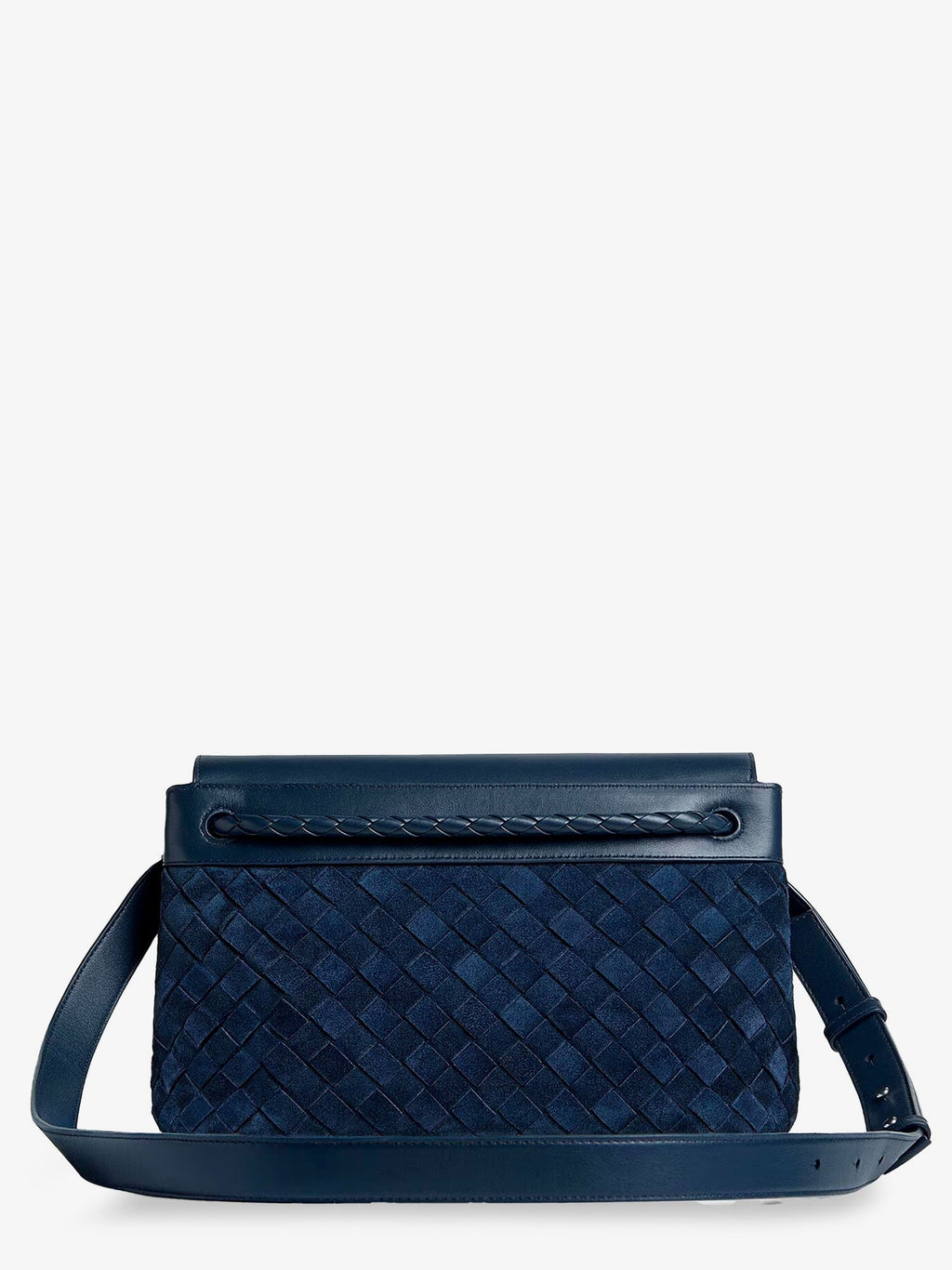 Bottega Veneta Men Andiamo Messenger Suede Crossbody Bag With Intrecciato Motif