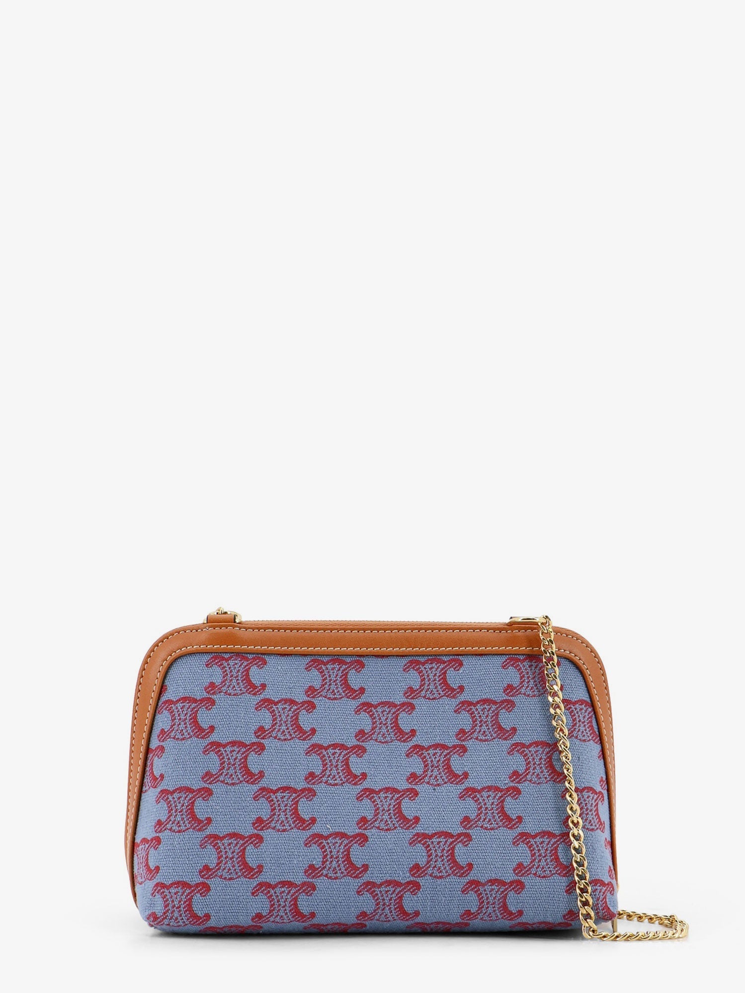 Celine Women Jacquard Fabric Crossbody Bag With All-Over Triomphe Logo