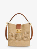 Celine Women Louis Raffia And Leather Bucket Bag