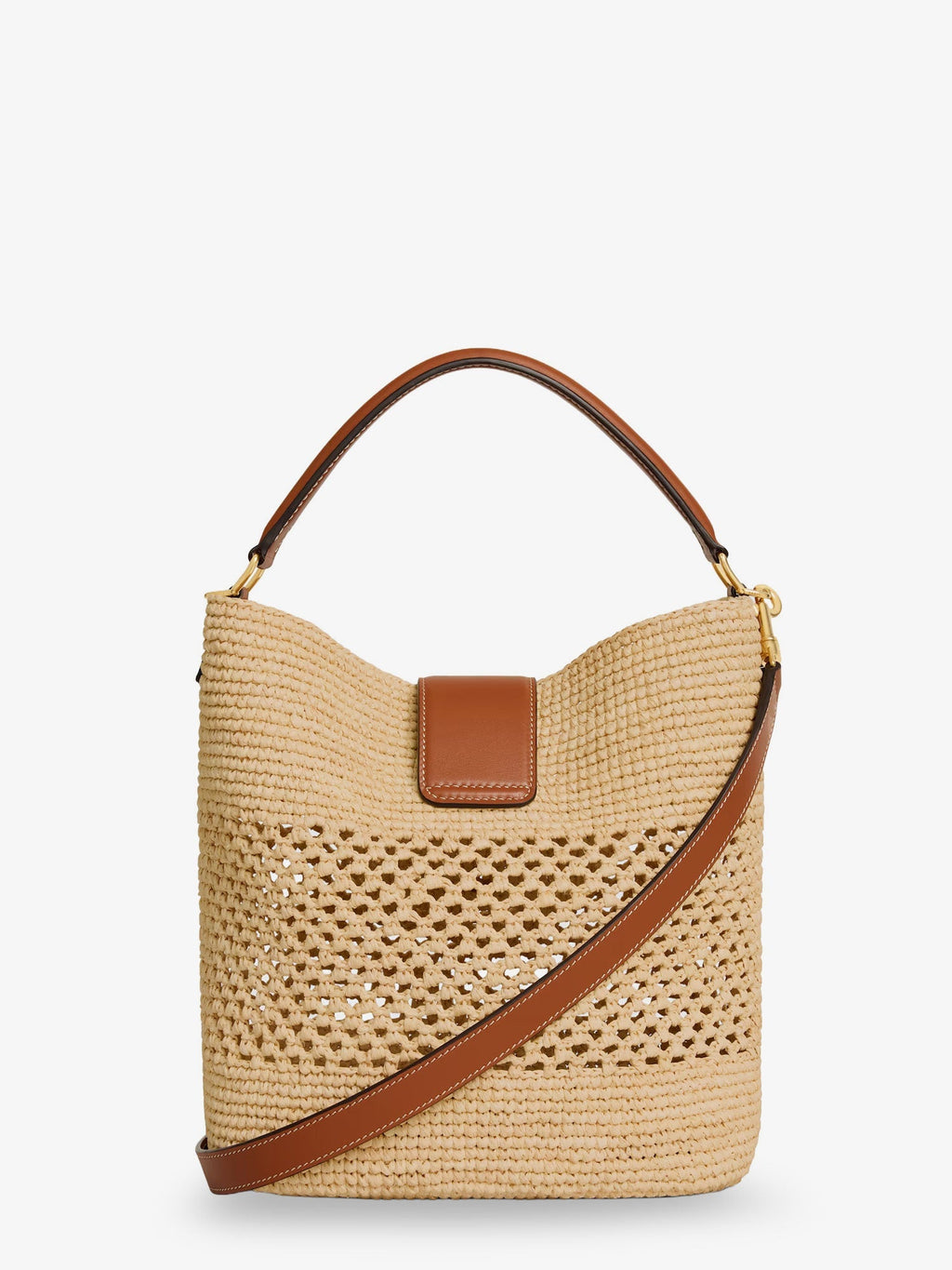 Celine Women Louis Raffia And Leather Bucket Bag