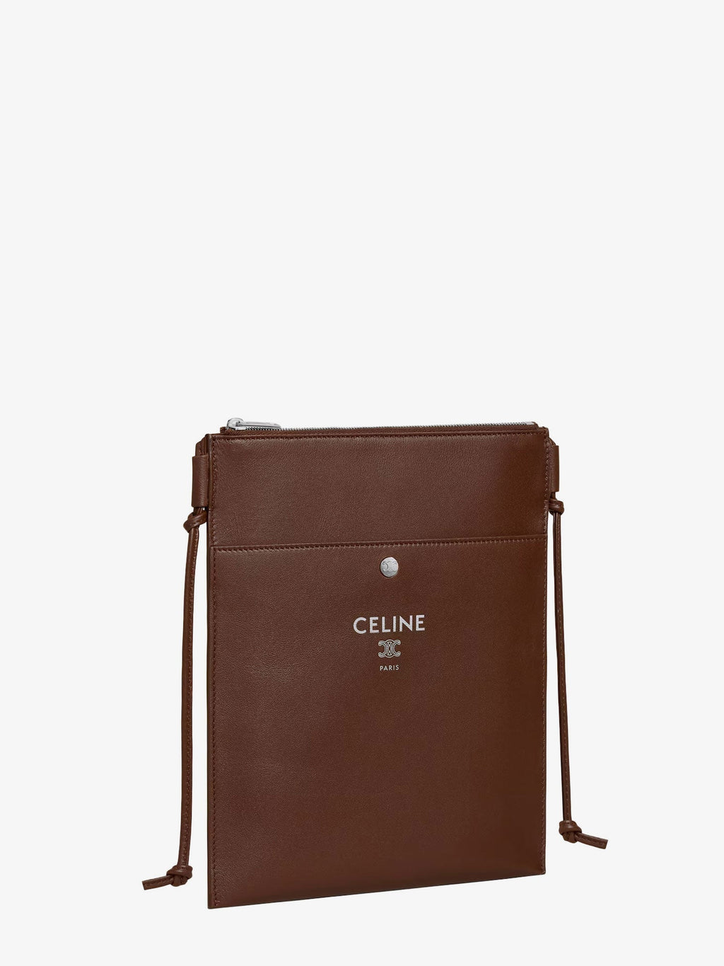 Celine Unisex Sharp Leather Crossbody Bag With Logo On The Front