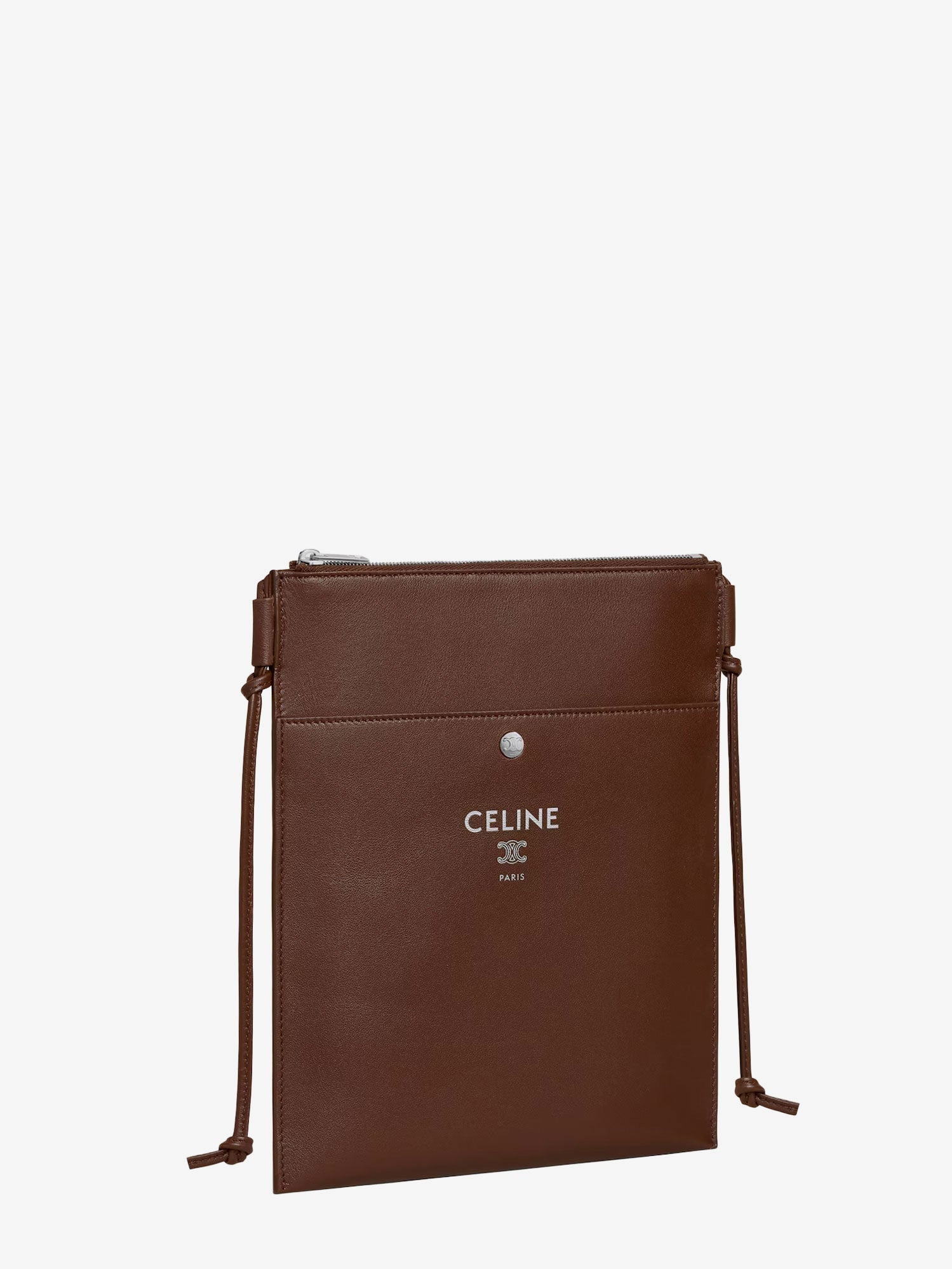 Celine Unisex Sharp Leather Crossbody Bag With Logo On The Front