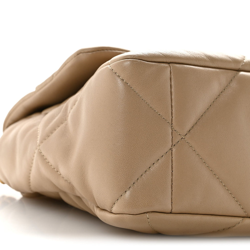 Lambskin Quilted Large Chanel 19 Flap Dark Beige