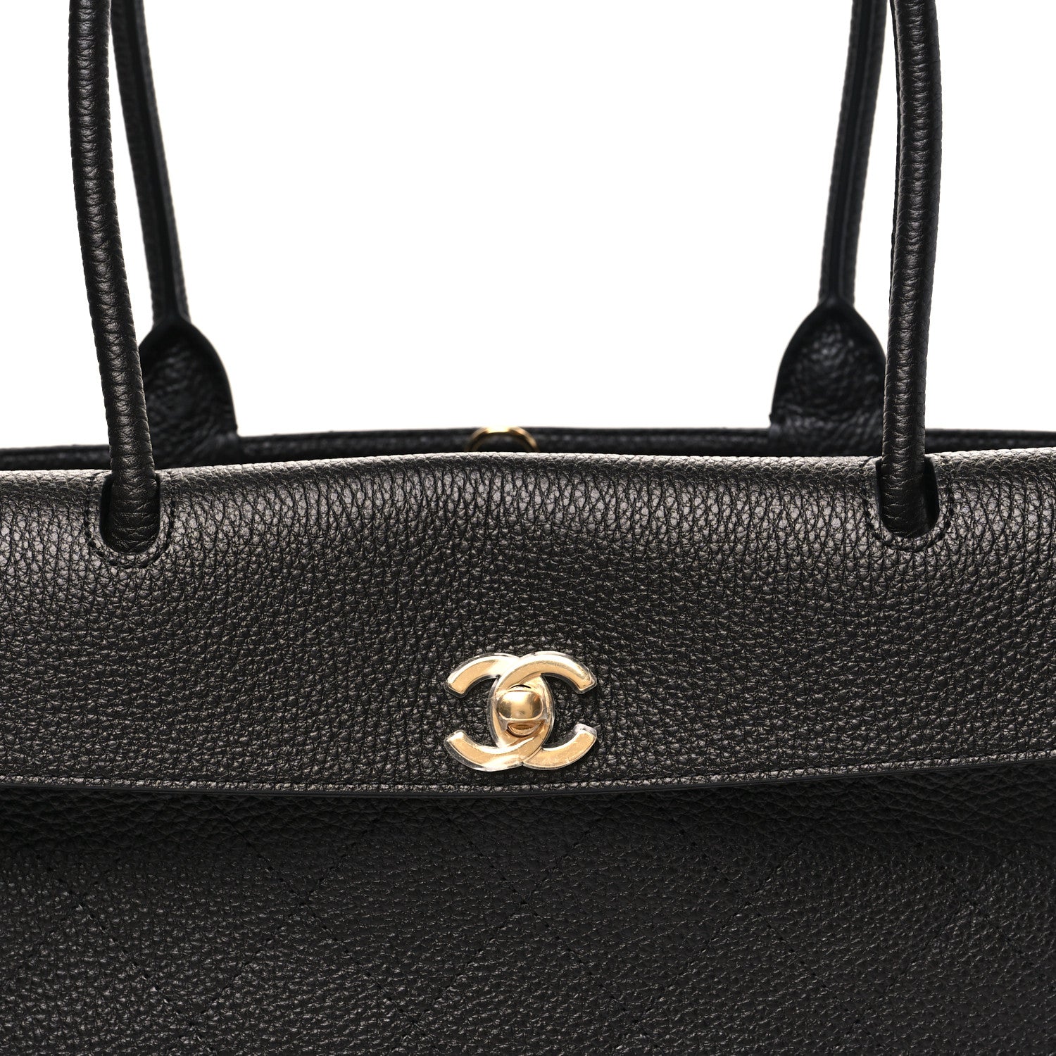 Grained Calfskin Stitched Urban Essentials Small Shopping Bag Black