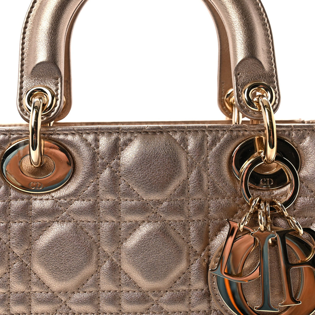 Metallic Lambskin Cannage Small My ABCDior Lady Dior Gold