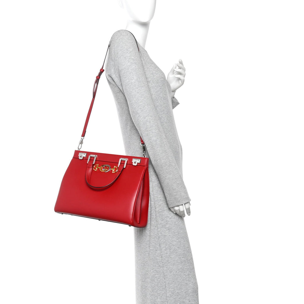 Shibuya Calfskin Medium Zumi Top Handle Bag Hibiscus Red